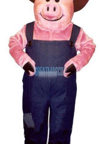 Farmer Hog w-Overalls & Hat Lightweight Mascot Costume