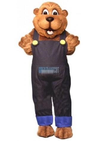 Woody Woodchuck w-Overalls Lightweight Mascot Costume