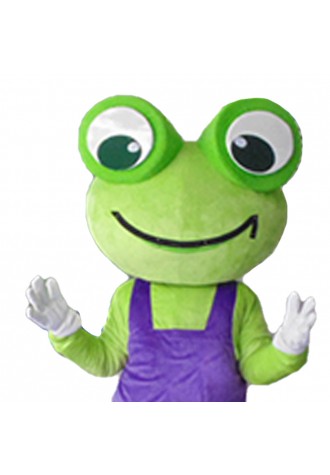Top Quality Adult Size Frog With Purple Rompers Mascot Costume