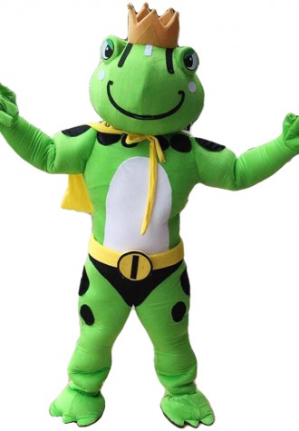 High Quality Strong Crown Frog With Yellow Cloak Mascot Costume