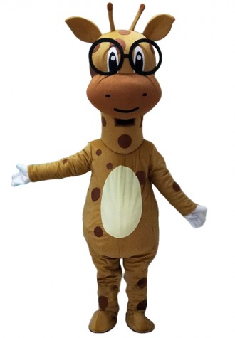 New Funny Super Cute Giraffe With Glasses Mascot Costume