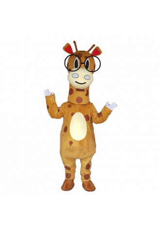 New Funny Super Cute Giraffe With Glasses Mascot Costume