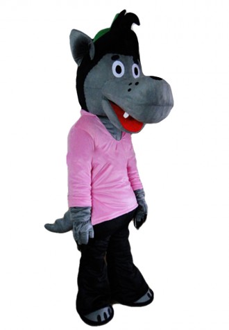 Good Quality Friendly Wolf With Red Top Mascot Costume