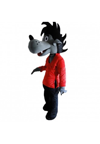 Good Quality Friendly Wolf With Red Top Mascot Costume