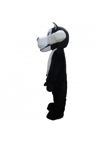 Free Shipping Classic Black & White Wolf Mascot Costume