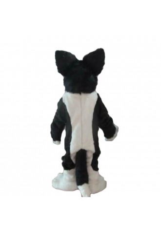 Funny Plush Black & White Dog Mascot Costume