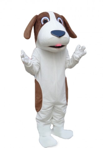 Top Sale Lovely White & Brown Dog Mascot Costume
