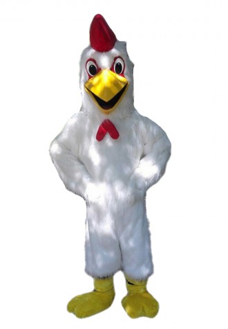 Fancy Cartoon White Chicken Mascot Costume