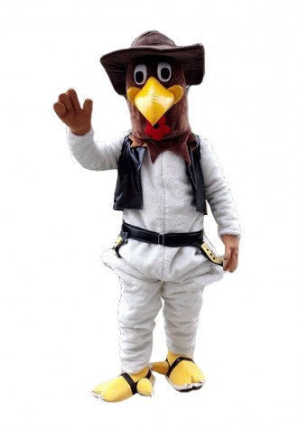 New Style Friendly Brown Chicken With Suit And Hat Mascot Costume