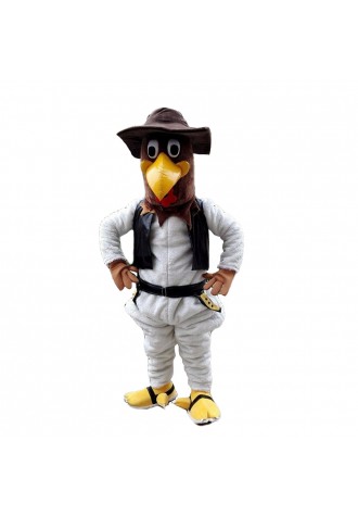 New Style Friendly Brown Chicken With Suit And Hat Mascot Costume