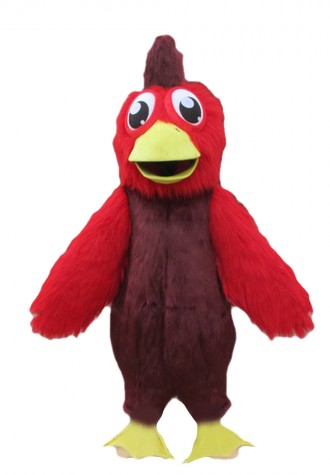 Adult Size Long Fur Red & Brown Chicken Mascot Costume