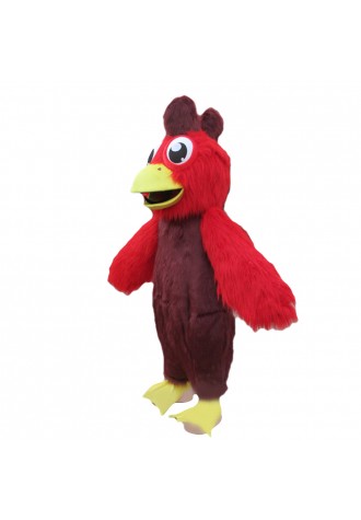 Adult Size Long Fur Red & Brown Chicken Mascot Costume
