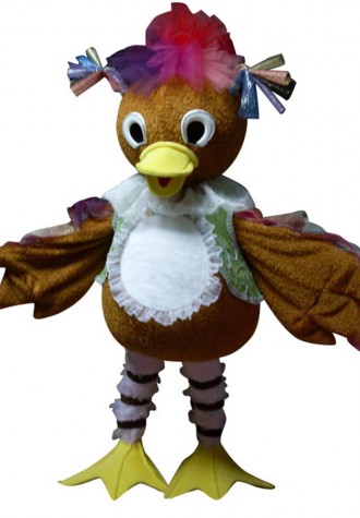 New Design Cartoon Brown Duck With Lace Apron Mascot Costume