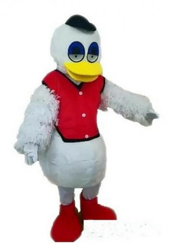 New Strong Plush White Duck With Red Vest Mascot Costume