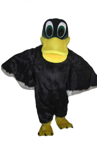 Adult Size Long Fur Black Duck Mascot Costume