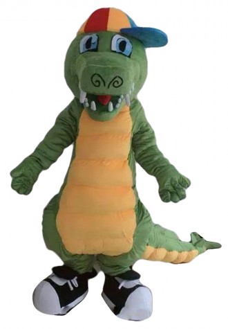 Fancy Sports Crocodile With Colorful Cap And Shoes Mascot Costume
