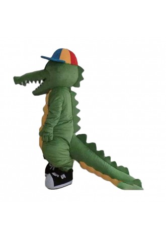 Fancy Sports Crocodile With Colorful Cap And Shoes Mascot Costume