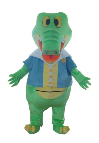 For Theme Event Cartoon Crocodile With Blue Top Mascot Costume