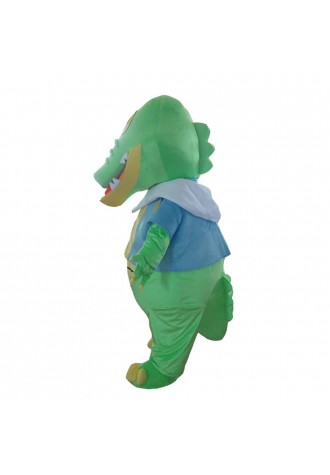 For Theme Event Cartoon Crocodile With Blue Top Mascot Costume