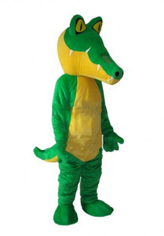 Free Shipping Adult Green & Yellow Crocodile Mascot Costume
