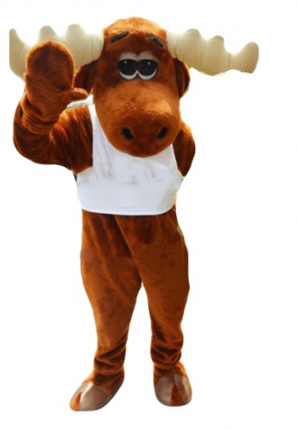 Hot Sale Friendly Moose With White Vest Mascot Costume