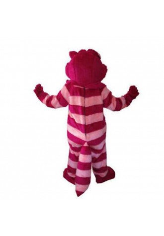 Plush Big Mouth Pink Striped Cat Mascot Costume