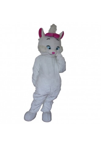 Hot Sale Shy White Cat Mascot Costume