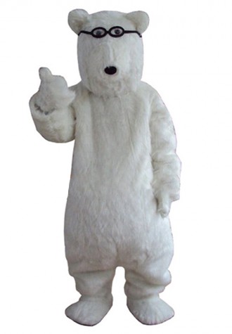 Smart Long Fur White Bear Mascot Costume