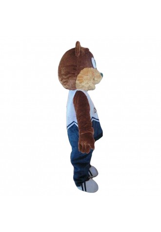Funny Cartoon Brown Bear With Sports Suit Mascot Costume