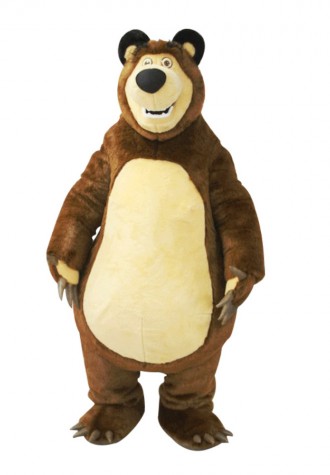 Tall Strong Brown & Khaki Bear Mascot Costume