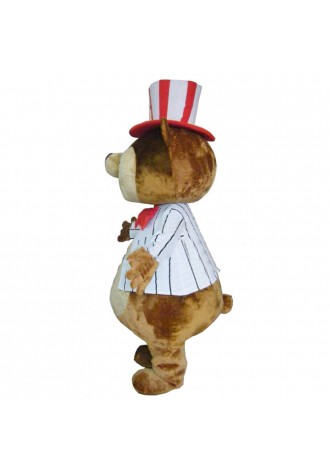 Happy Magician Bear With Striped Top And Hat Mascot Costume