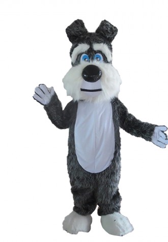 High Quality Adult Grey & White Dog Mascot Costume