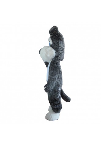 High Quality Adult Grey & White Dog Mascot Costume