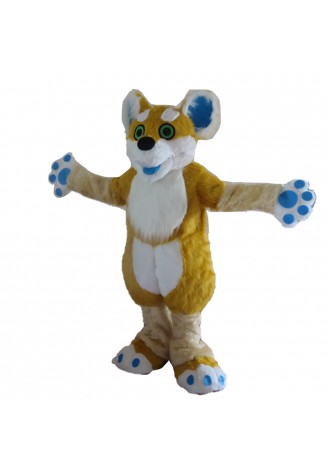 Plush Long Fur Brown & White Dog Mascot Costume