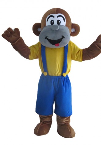 Unisex Naughty Monkey With Blue Rompers Mascot Costume