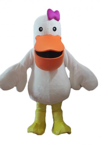 Newest Good Quality Egret With Pink Bow Mascot Costume