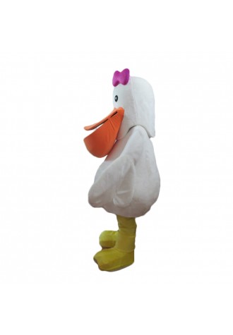 Newest Good Quality Egret With Pink Bow Mascot Costume