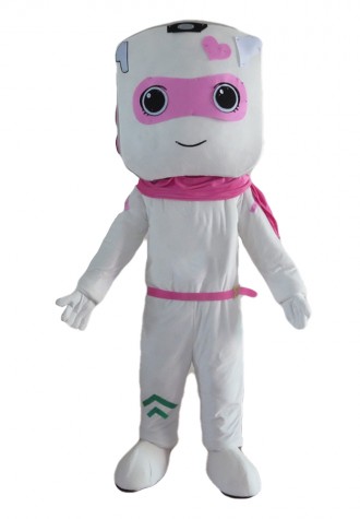 Funny Cartoon White Female Robot Mascot Costume
