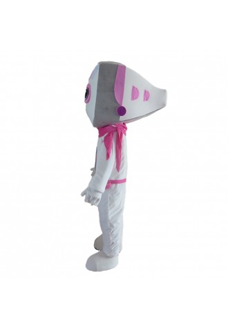 Funny Cartoon White Female Robot Mascot Costume