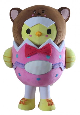 Super Cute Eggshell Chicken With Bear Headgear Mascot Costume