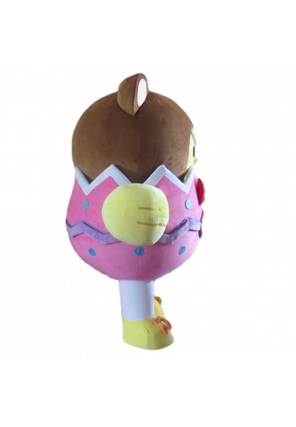 Super Cute Eggshell Chicken With Bear Headgear Mascot Costume