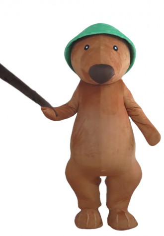 Adult Brown Gophers With A Stick Mascot Costume