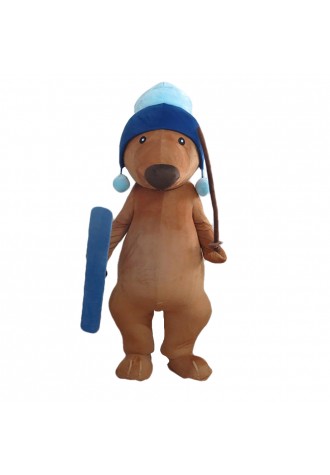 Adult Brown Gophers With A Stick Mascot Costume