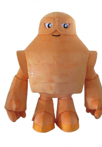 Funny Cartoon Orange Fixed Robot Mascot Costume