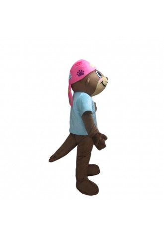 Smiling Seal With Blue Shirt And Pink Scarf Mascot Costume