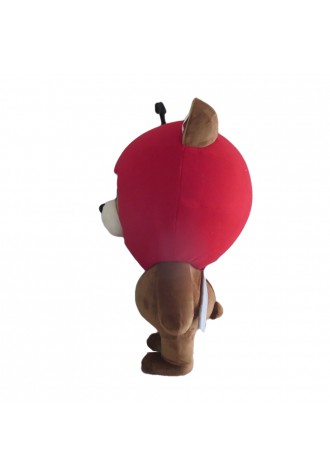 Lovely Brown Bear With Red Apple Headgear Mascot Costume