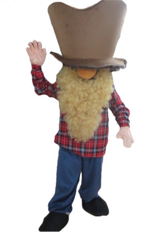 Funny Bearded Man With Plaid Shirt Mascot Costume
