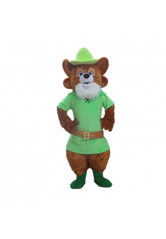 Adult Honest Raccoon With Green Shirt And Hat Mascot Costume