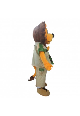 Cartoon Orange Lion With Casual Outfit Mascot Costume
