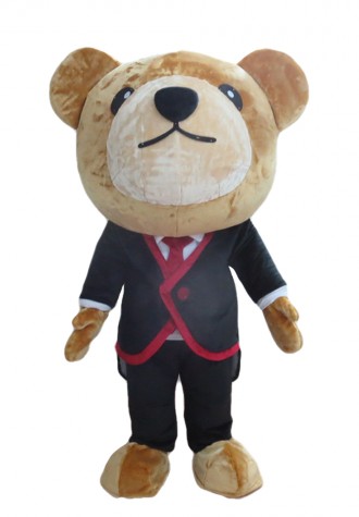 High Quality Brown Bear With Suit Mascot Costume